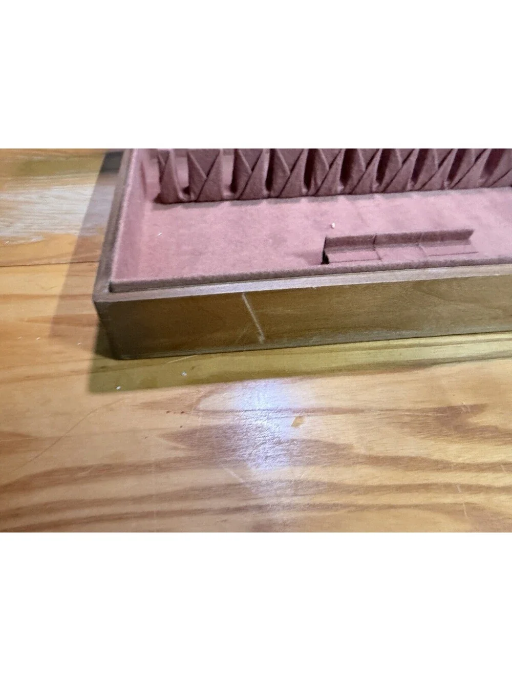 VTG NAKEN Tarnish Proof Silverware Wooden Chest Storage Box with Engraving Plate
